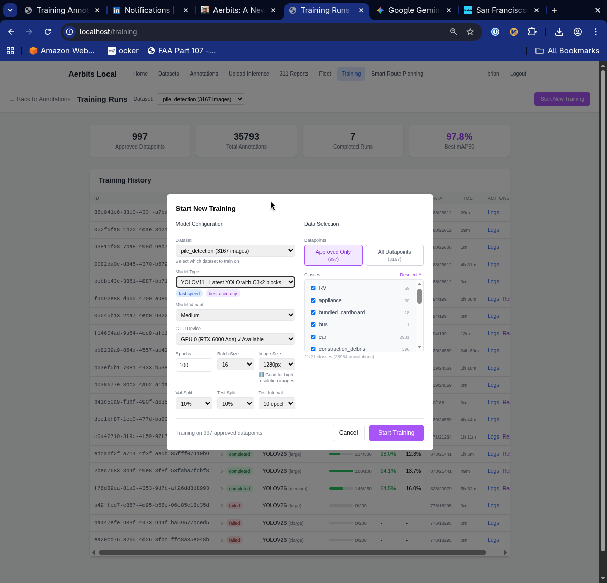 Creating a New Model Training Run